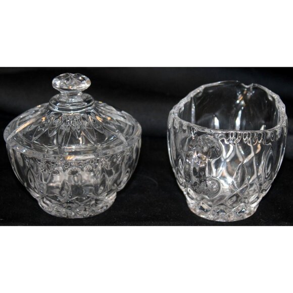 Vtg Gorham King Edward Collection Sugar & Cream Set C455 Glass Lead Crystal Lid - Picture 3 of 12